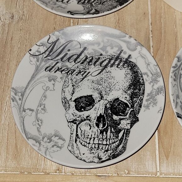 POTTERY BARN Curiosity Plates Midnight Dreary Appetizer SET of  3  6 1/2” - Picture 3 of 11